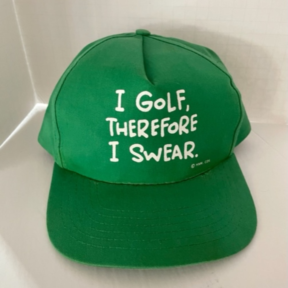 Vtg Golf Hat Funny I golf Therefore I Swear Green Mesh Trucker Snapback Cap